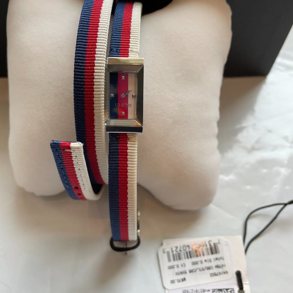 Gucci G-Frame Nylon Strap Wrap Strap Watch Green Swiss Made NWT AND BOX - Picture 10 of 16